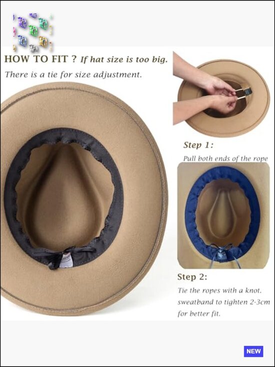Wide Brim Fedora Hat with Belt Buckle Classic Lightweight  display picture 2